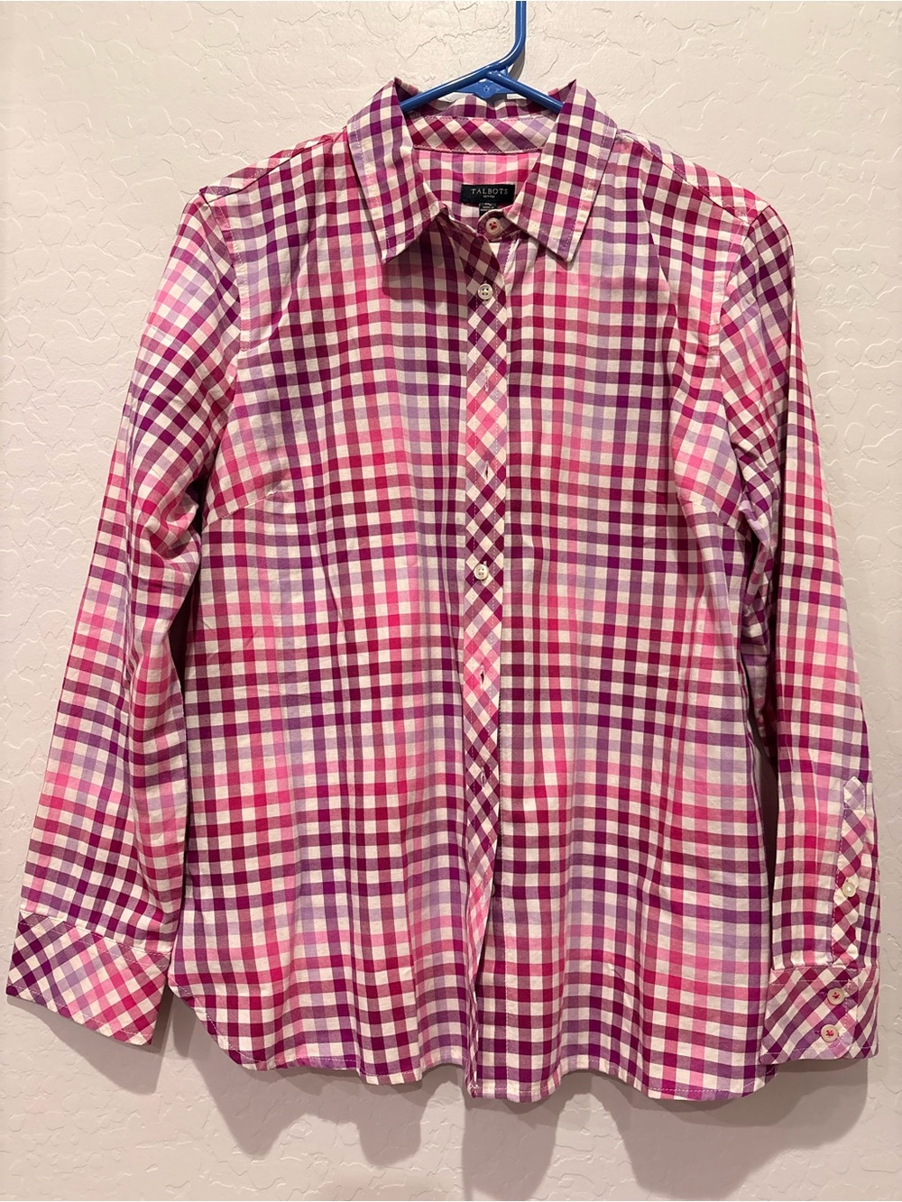 Talbots Pink and Purple Gingham Button-Front Shirt